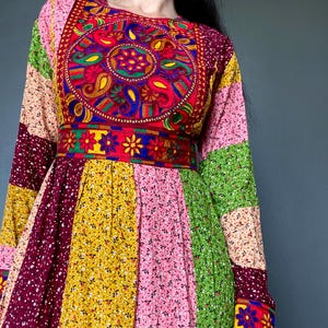 1970s Embroidered Afghan dress // Size S-M