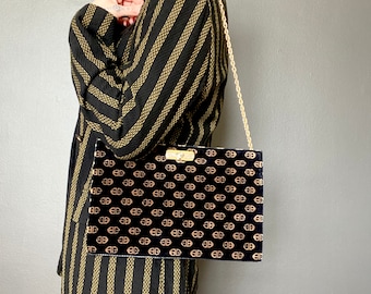 1970s Bon Goût velvet logo purse