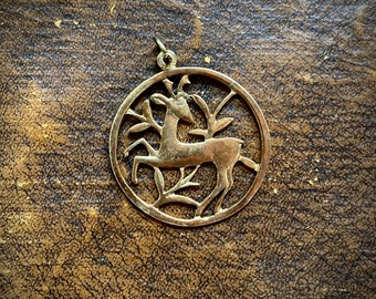 1970s Brass fawn pendant.