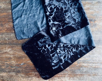 1990s black burnout velvet scarf