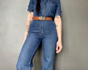 1970s denim jumpsuit // Size XS