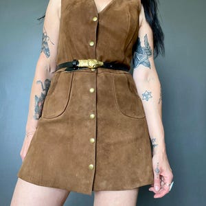 1970s Suede mini dress // Size XS-S