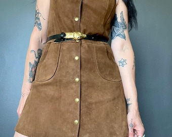 1970s Suede mini dress // Size XS-S