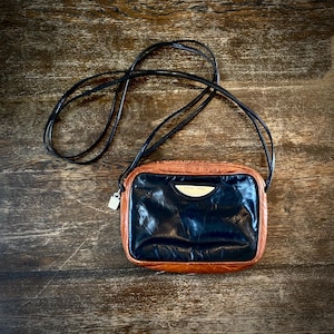 1980s Bruno Magli black & brown leather bag.