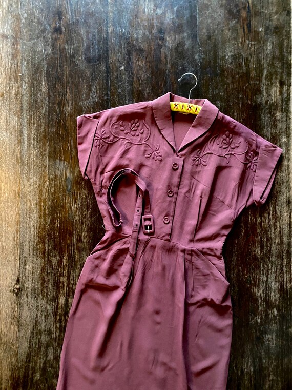 1950s dusty purple wine Madmen dress. / Size XS -