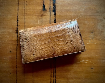1970s Croc & snakeskin leather envelope purse