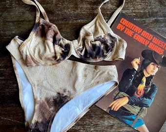 1970s textured tie dye bikini // Size M