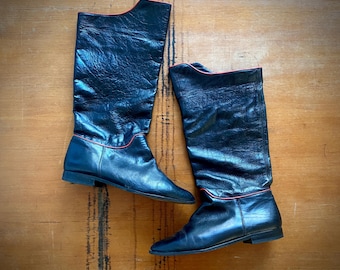 1980s black leather Avant Garde boots // size 38.5 Euro - 8 US