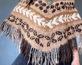 1970s southwest knitted poncho  // size S