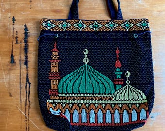 1980s Arabian nights bead embellished drawstring bag.