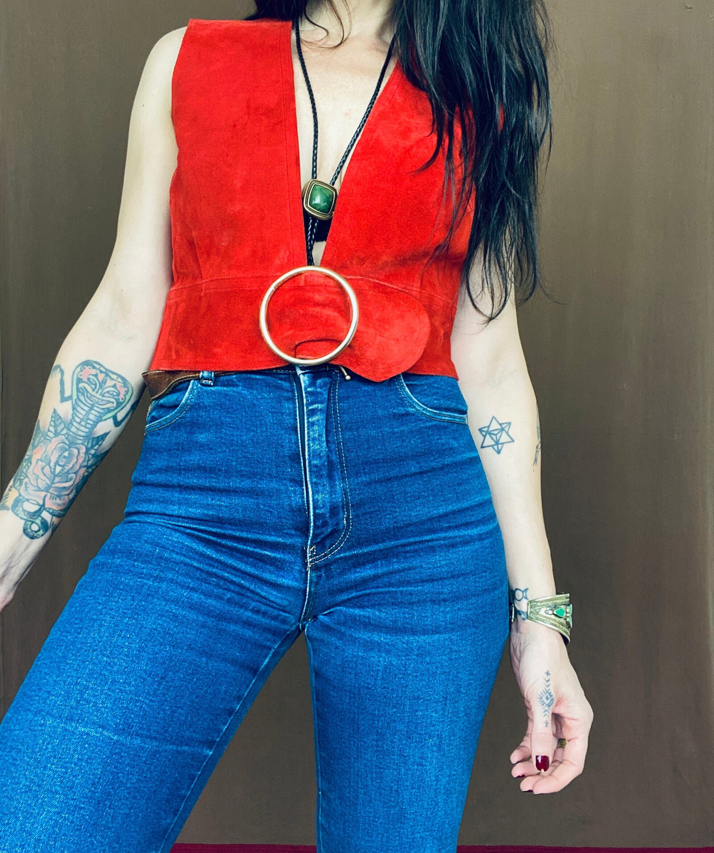 Red suede hotsell vest