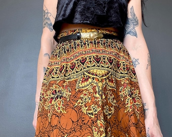 1970s Bali batik maxi skirt // Size S