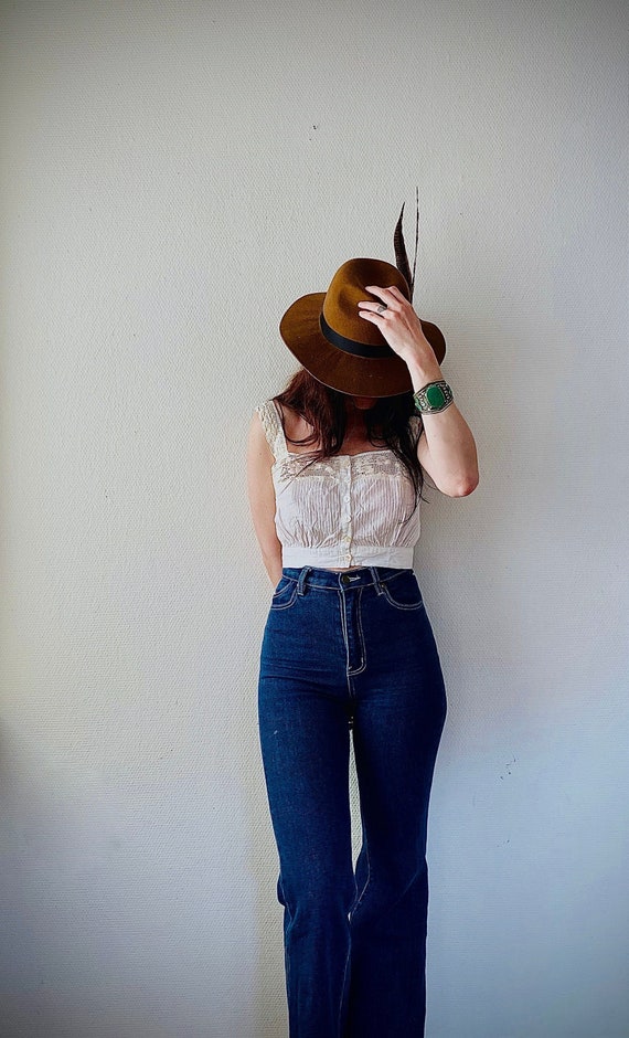 1970s cropped lace camisole- Size S