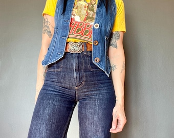 1970s Blue denim Lee Cooper vest  // Size XXS - XS