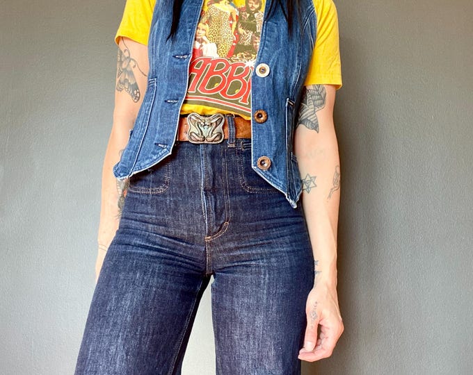 Featured listing image: 1970s Blue denim Lee Cooper vest  // Size XXS - XS