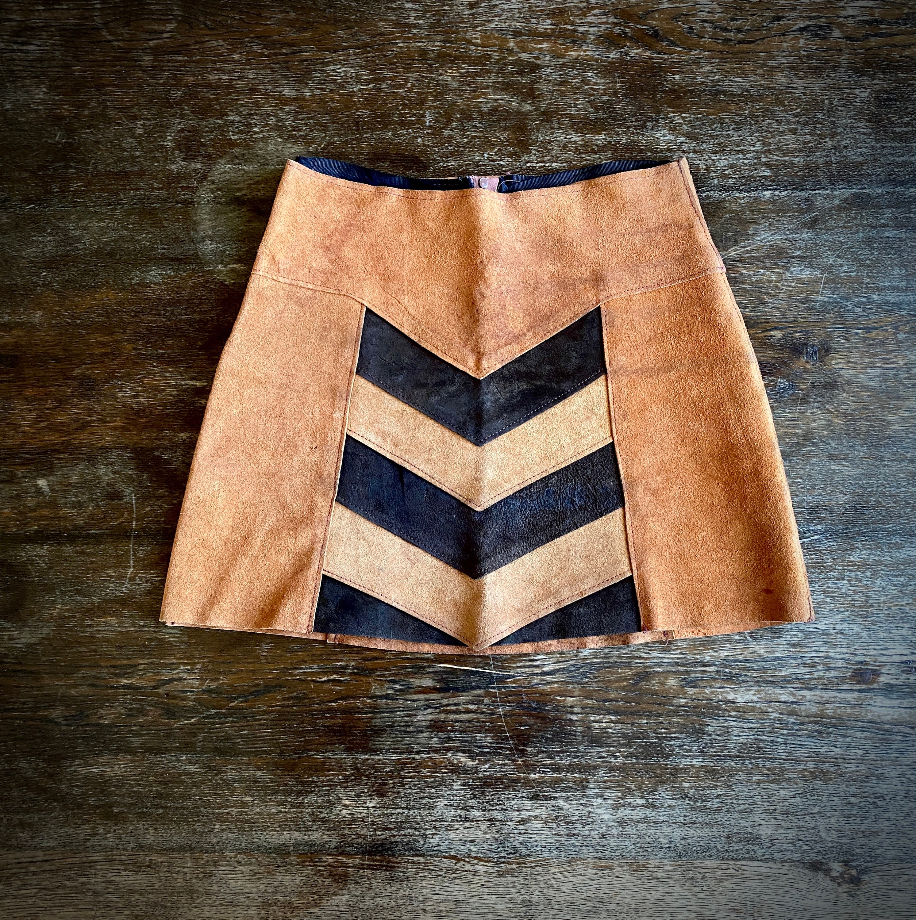 1970s patchwork suede mini skirt Size XXS XS