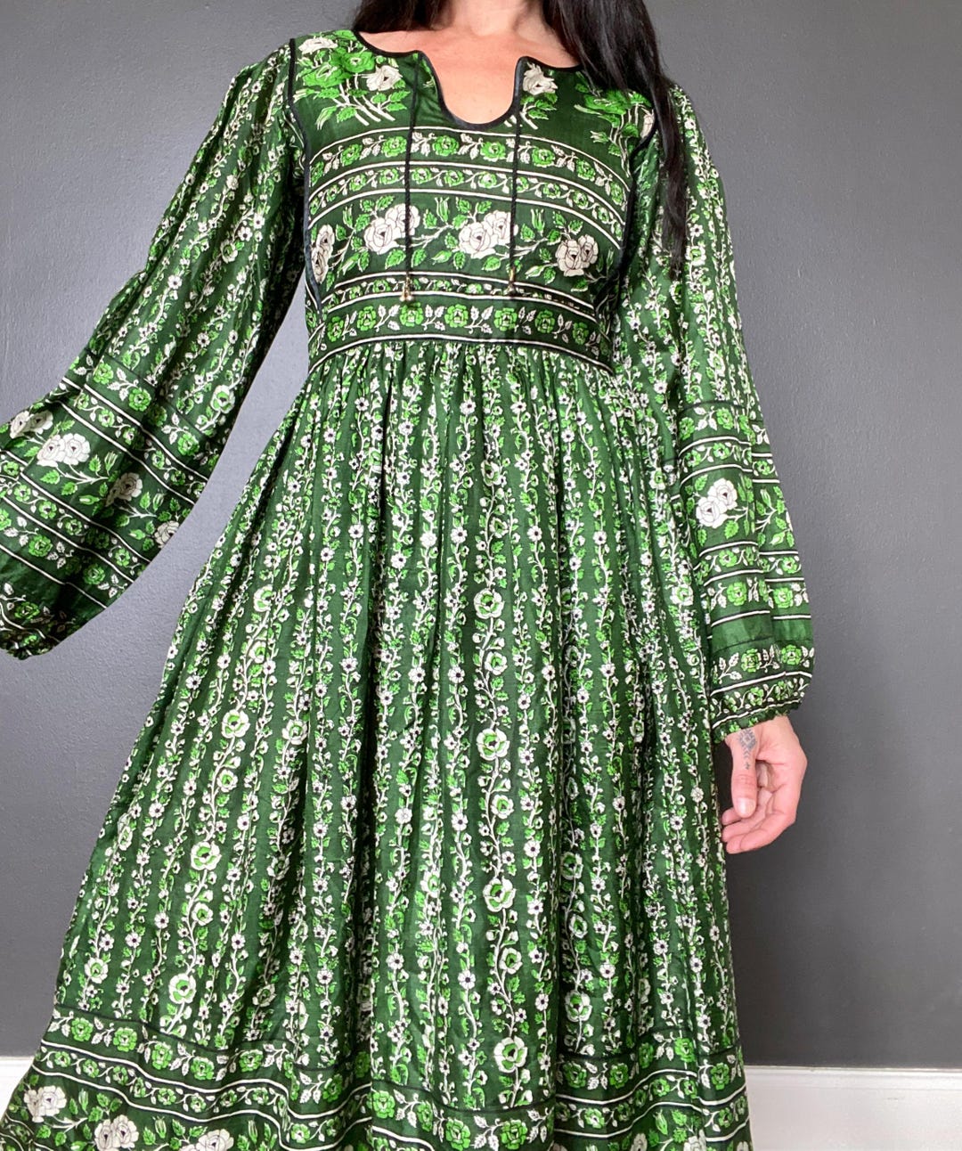 1970s Indian Block Print Tunic Dress