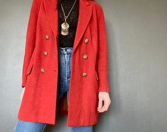 1970s Red wool blazer // Size M-L