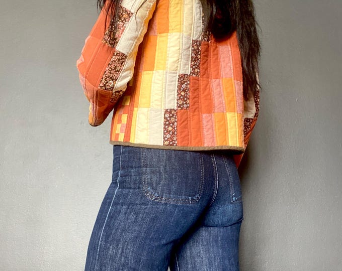 Featured listing image: 1970s reversible American quilted patchwork jacket // Size XS