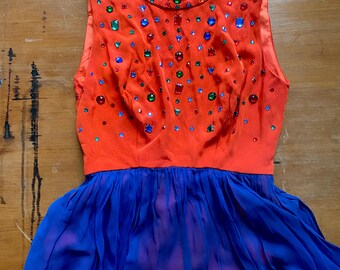 1970s glam sequined mini dress - Size S-M