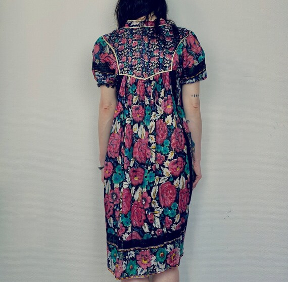 1970s Indian cotton gauze dress - Size S