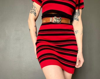 ON HOLD!! Don't buy! 1990s striped knitted skirt & top set // Size XS-S