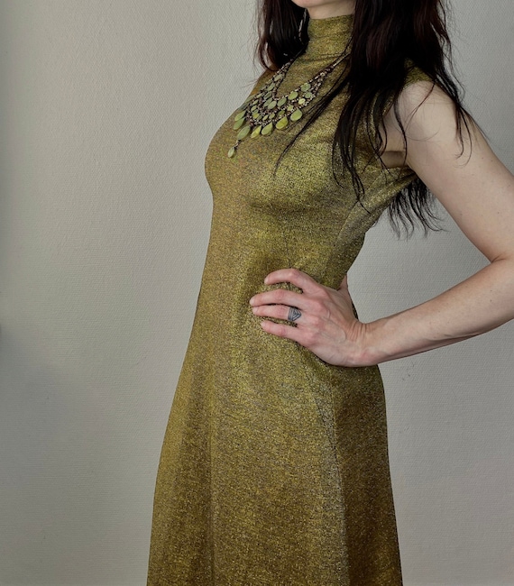 1970s Studio 54 gold maxi dress - Size S