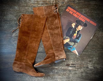 1980s knee high suede pirate boots  // size 37.5 Euro - 7 US