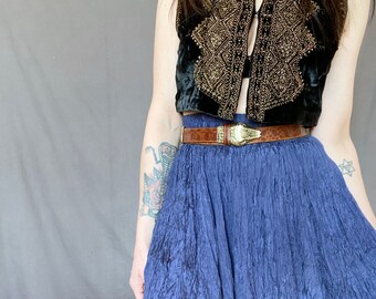1990s blue crinkle skirt - Size M