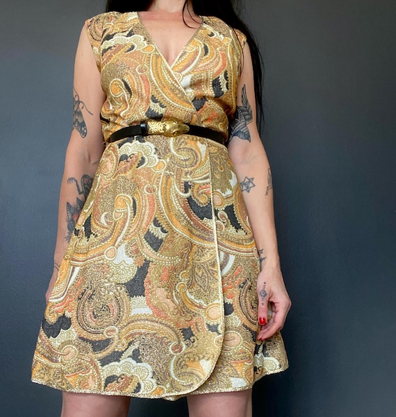 gold metallic wrap dress GLS by Gloria GL2915 Prom Dress - Rose Gold