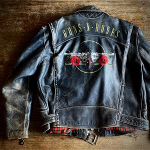 VTG 1994 Guns N Roses Collectors Item Logo Leather Jacket // Size