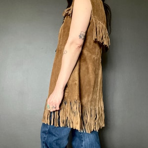 1970s western fringed suede waistcoat // Size M-L