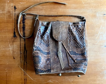 1980s Glam snakeskin shoulder bag