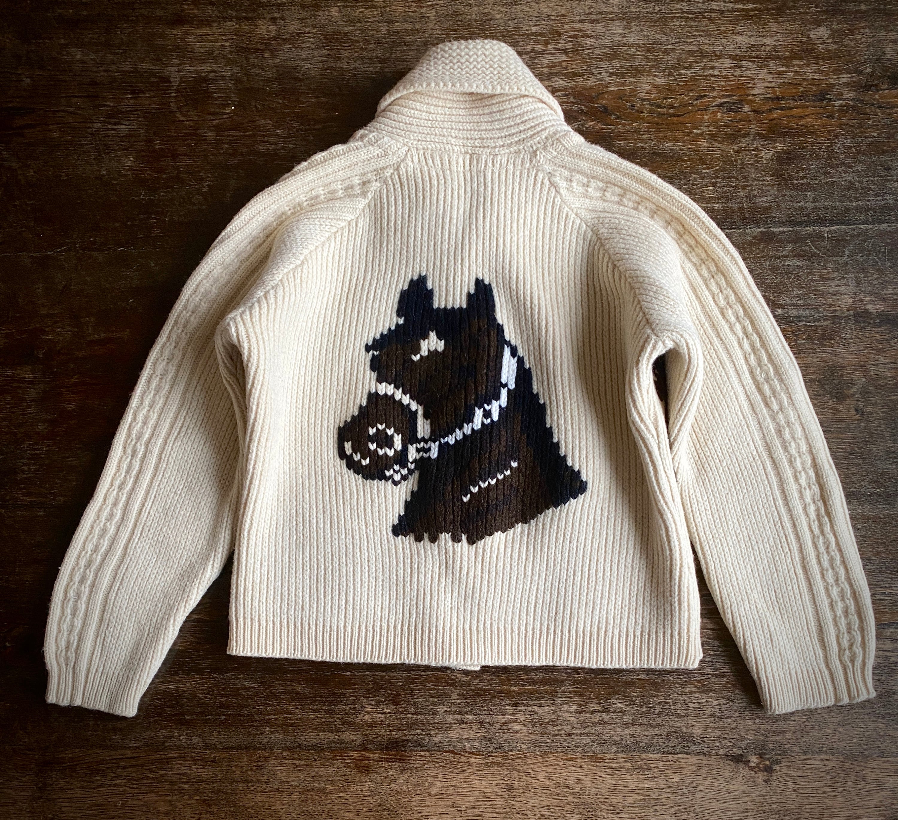 1970s Cowichan Horse Sweater Cardigan // Size XSS Etsy
