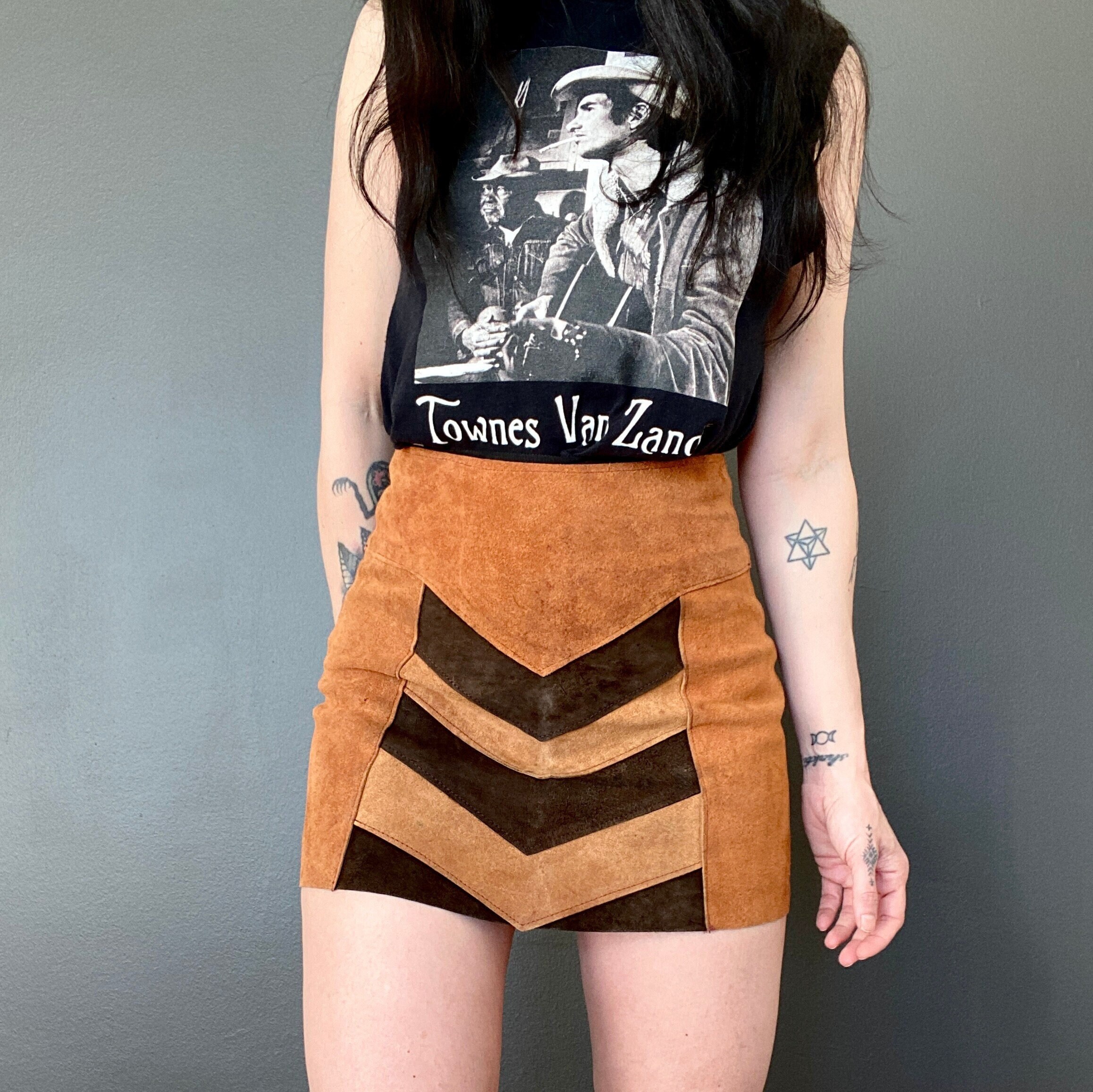 1970s patchwork suede mini skirt Size XXS XS