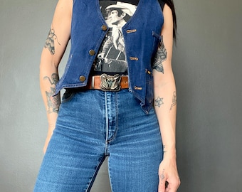1970s Rodeo blue denim vest  // Size XS