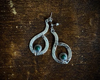 1970s large boho metal earrings