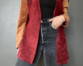 1990s two toned suede blazer // Size S