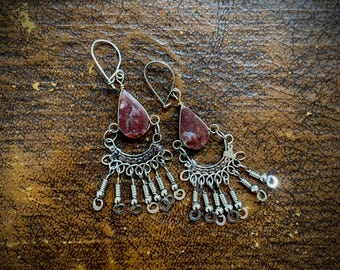 1970s brown stone wire earrings