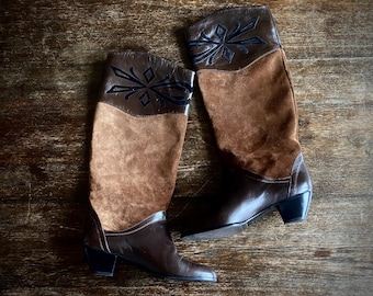 1980s leather & suede boots  // size 39 Euro - 8.5 US