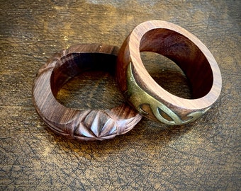 Set of two 1970s wood bangles