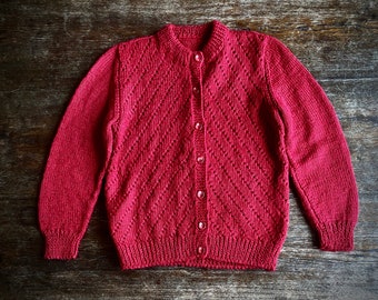 1960s home knit knit cardigan // Size XS