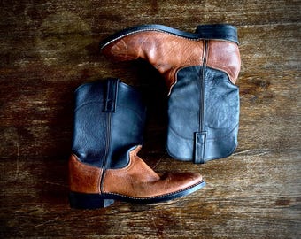 1990s Black & brown Laredo western boots // size 39 Euro - 7 1/2 B  US Mens size