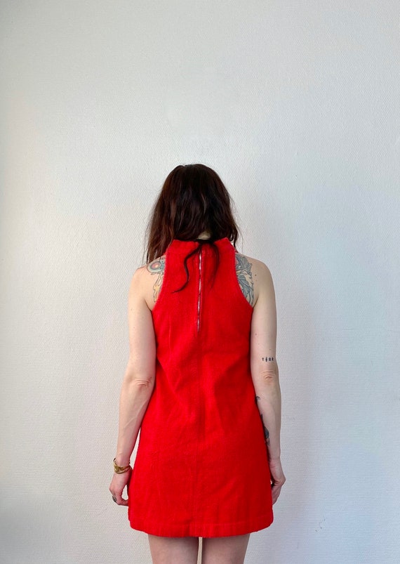1970s red terry cloth mini dress- Size XS