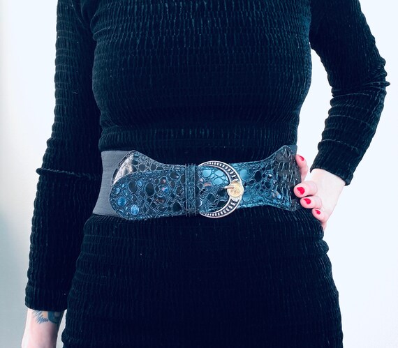 1980s elastic lacquer belt - Onesize