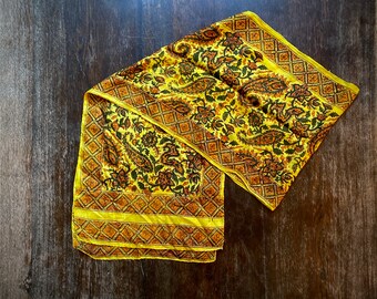 1970s paisley block print silk scarf