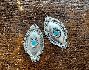 1970s large boho metal earrings
