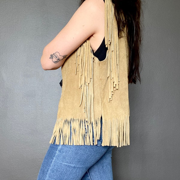 Fringed knitted cutout vest