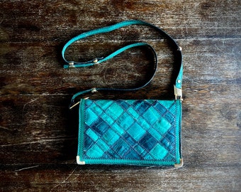 1970s Green patchwork leather bag
