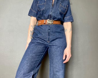 1970s denim jumpsuit  // Size S-M